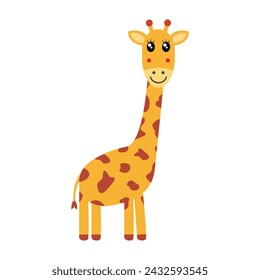Cute divertida jirafa de dibujos animados ilustración de personaje vector aislado sobre fondo blanco