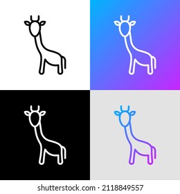 Icono de línea delgada de jirafa, lindo y divertido. Ilustración vectorial moderna.