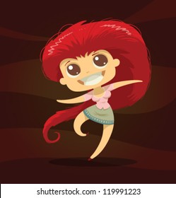 Cute funny girl 02, vector