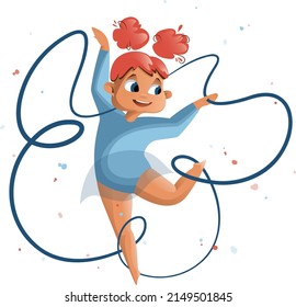 Cute funny girl dance dancing gymnastic wiht blue ballerina ballet red kid 