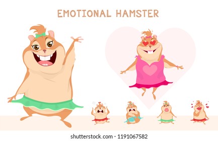 Cute and funny girl hamster. It can be different - funny, playful, angry or asleep - but she is always - awesome. Emotional set