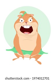 Cute and funny girl hamster. She is - awesome. Emotional state, shocked rodent, amazed pet. Big eyes and open mouth