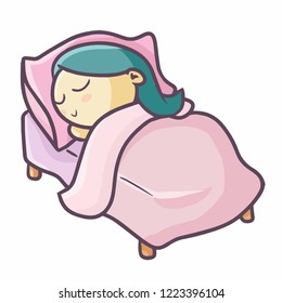 Cute and funny girl sleeping calmly - vector