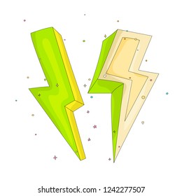 Cute funny Girl teenager colored icon set lightning, fashion cute teen and princess icons. Magic fun cute girls lightning hand draw teens icon collection.