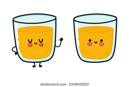 Cute funny Glass of juice character. Vector hand drawn cartoon kawaii character illustration icon. Isolated on white background. Happy Glass of juice character concept