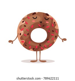 Cute funny glazed donut cartoon character vector Illustration