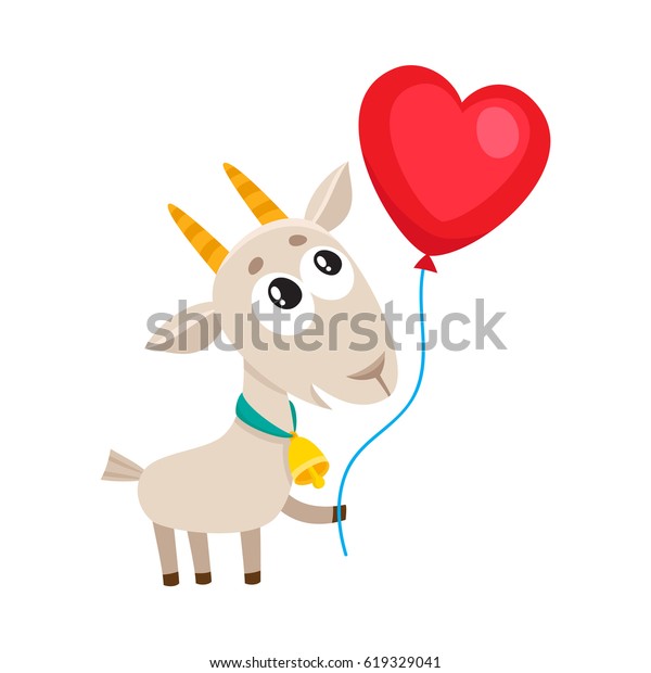 Vector De Stock Libre De Regalias Sobre Cabra Ligera Y Divertida Sosteniendo Globo619329041