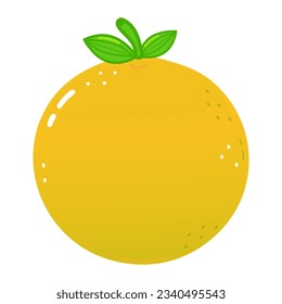 Cute lustige Grapefruitfigur. Vektorhandgezeichnete Cartoons kawaii Zeichentricksymbol. Einzeln auf weißem Hintergrund. Grapefruitcharakter