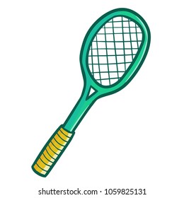 Cute and funny green badminton racket - vector.