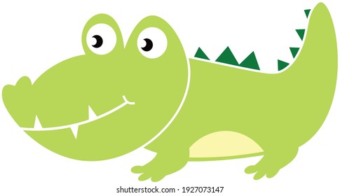 Cute funny green crocodile, alligator