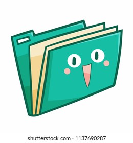 Cute and funny green folder icon laughing - vector