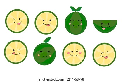 Cute funny green lime vector.