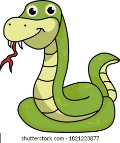 Cute funny green snake vector cartoon 