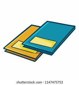 Cute and funny green yellow thin folder for office equipment - vector