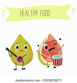 Cute funny guava character vector illustration.