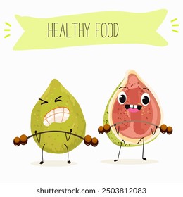 Cute funny guava character vector illustration.