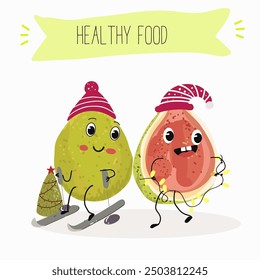 Cute funny guava character vector illustration.