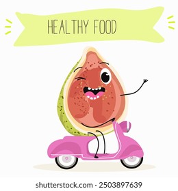 Cute funny guava character vector illustration.