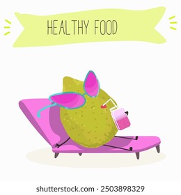 Cute funny guava character vector illustration.
