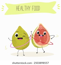Cute funny guava character vector illustration.