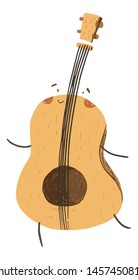 Cute and funny guitar character feeling happy and excited