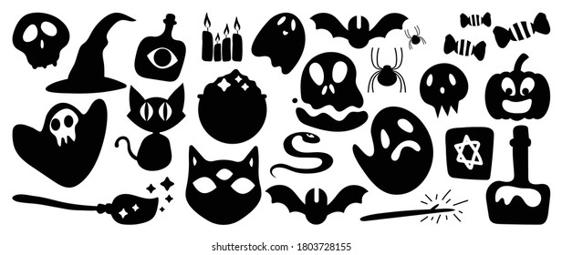 Cute and funny Halloween vector set. 