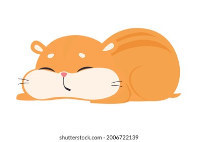 Cute Funny Hamster Sleeping, Adorable Pet Animal Cartoon Vector Illustration