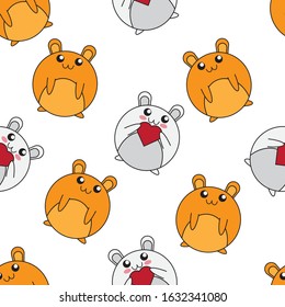 Cute and Funny Hamsters Seamless Pattern