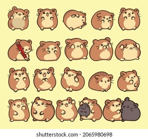 Cute funny hamsters, stickers set