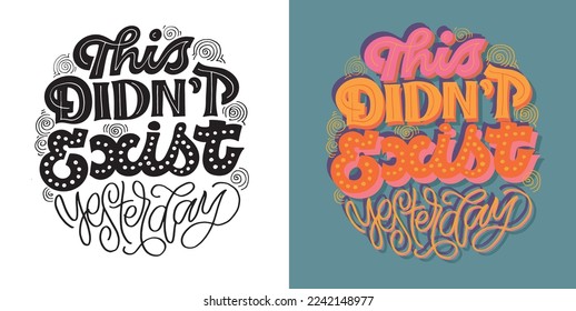 Cute funny hand drawn doodle lettering art postcard about life.