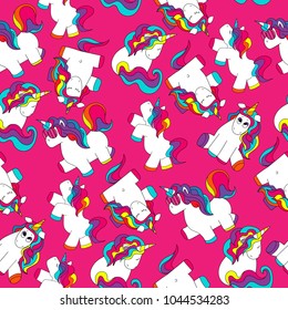 Cute and funny hand drawn unicorn seamless pattern vector 