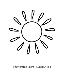 Cute, funny hand drawn vector doodle sun