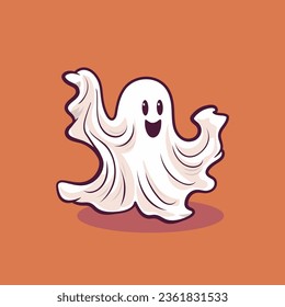 Cute funny happy ghosts isolated. Vector Halloween concept