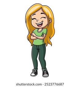 Cute funny happy girl cartoon