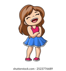 Cute funny happy girl cartoon