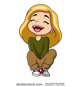 Cute funny happy girl cartoon