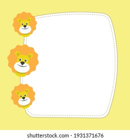 Cute funny happy little tiger with blank note. Vector cartoon character illustration icon design. Isolated on yellow background