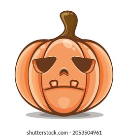 Personajes de calabaza agradables, divertidos y felices. Ilustración vectorial de verduras y frutas, para afiches, volantes, tarjetas, invitaciones, celebraciones, elementos de diseño. sensación de confusión, cansancio, sorpresa