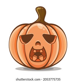 Cute, funny and happy pumpkin characters. Vector illustration of vegetables and fruits, for posters, flyers, cards, invitations, celebrations, design elements. feeling confused, tired, surprised
