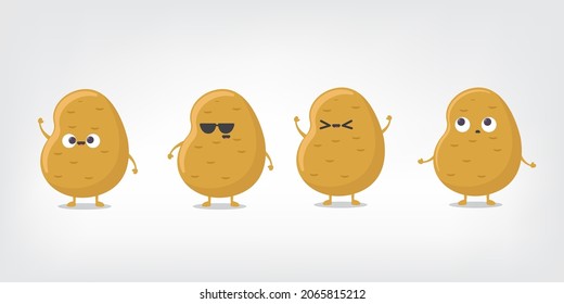 La graciosa y graciosa papa sonriente divertida aislada en el fondo blanco. Colección de diseño de iconos de personajes de caricatura plana vectorial. caricatura graciosa Amigos