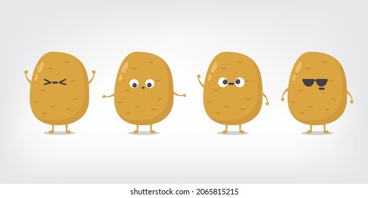 Cute funny happy smiling funny potato set isolated on white background. Vector flat cartoon potato character icon design collection. cartoon funny Friends