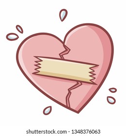 Cute and funny heart break sticked with glue tape