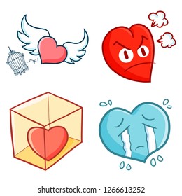 Cute and funny heart set - vector.