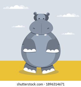 Carácter gracioso de hipopótamo. ilustración vectorial.
