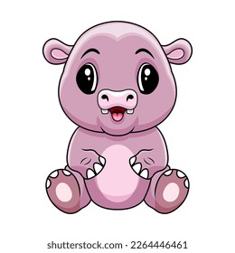 Cute funny hippo a sitting
