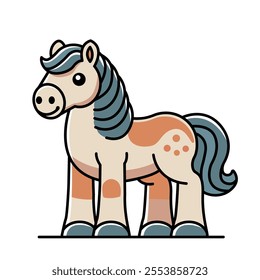 cute funny horse from farm. flat vector illustration isolated on white background