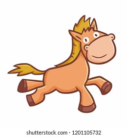 Cute and funny horse running and smiling - vector