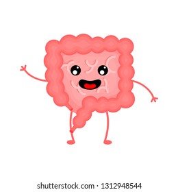 cute and funny Human Intestine anatomy icon. flat cartoon characters style. bright and cute. Isolated on white background. vector illustration.