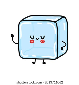 Cute funny ice character. Vector hand drawn cartoon kawaii character illustration icon. Isolated on white background. Ice character concept