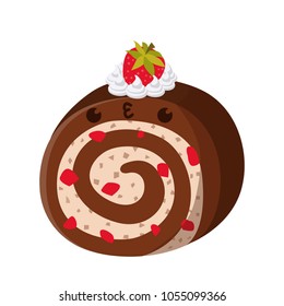 Cute and funny ice cream cake roll Vector illustration